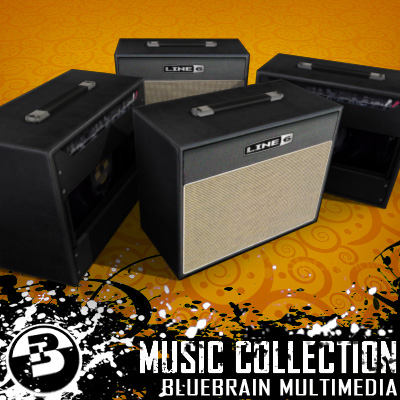 3D Model of Game-ready low polygon collection of electric guitar amplifiers - 3D Render 4